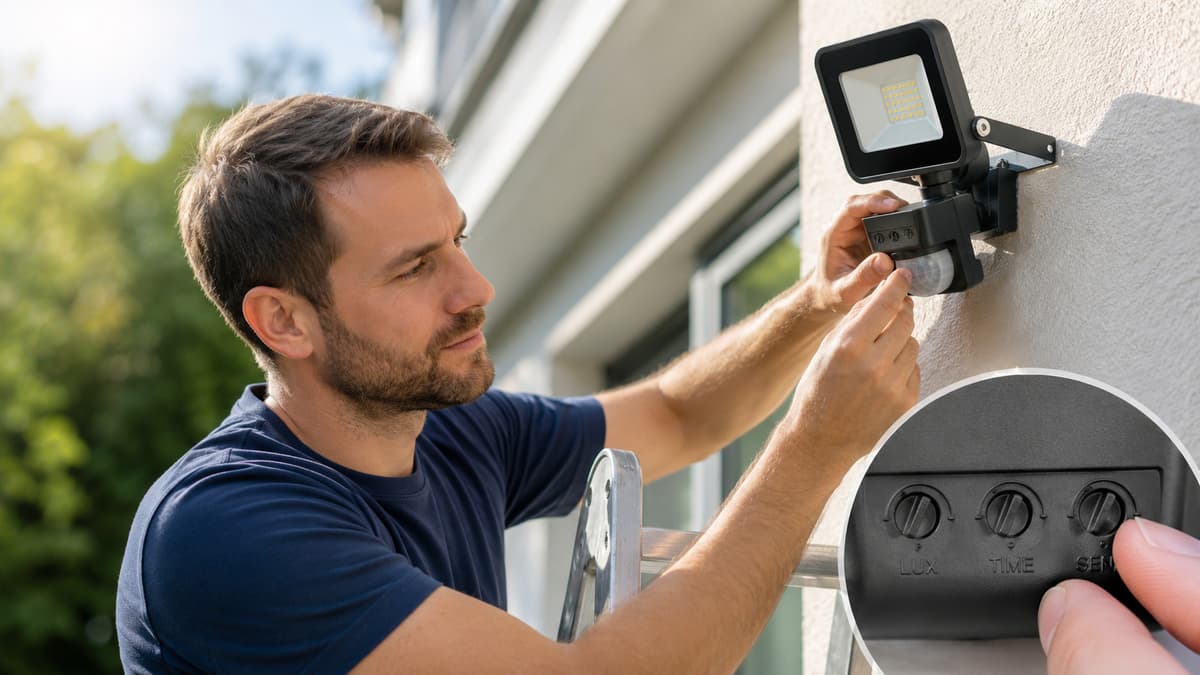 LED-Strahler mit Bewegungsmelder montieren und einstellen