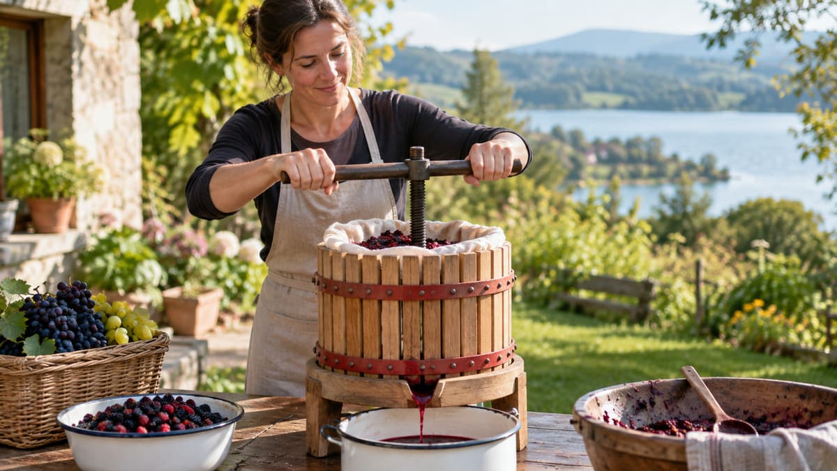 Beeren entsaften Presse: Keltern von Beeren und Trauben