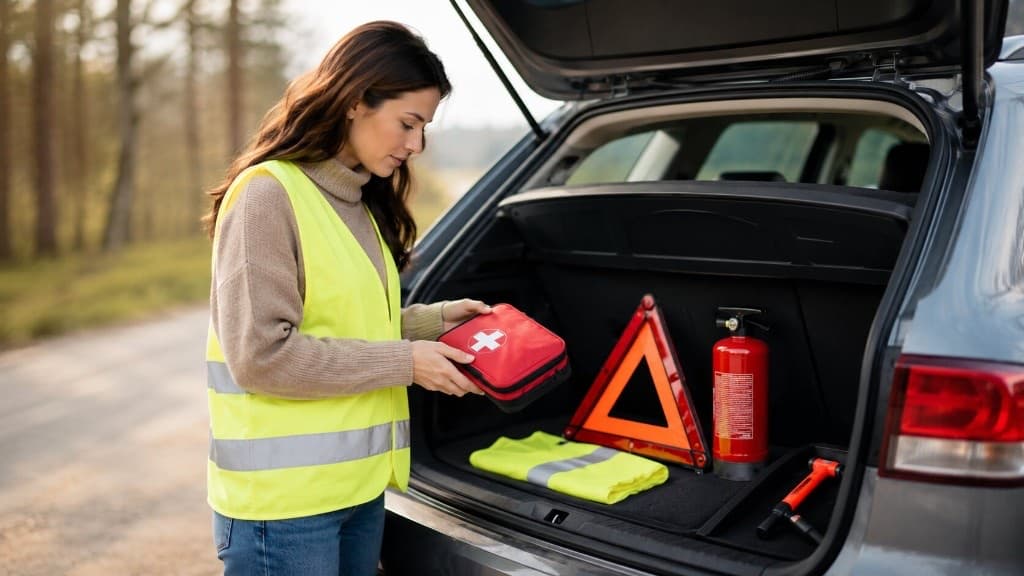 Auto-Notfallausstattung: Verbandskasten, Hammer, Löscher & Co.