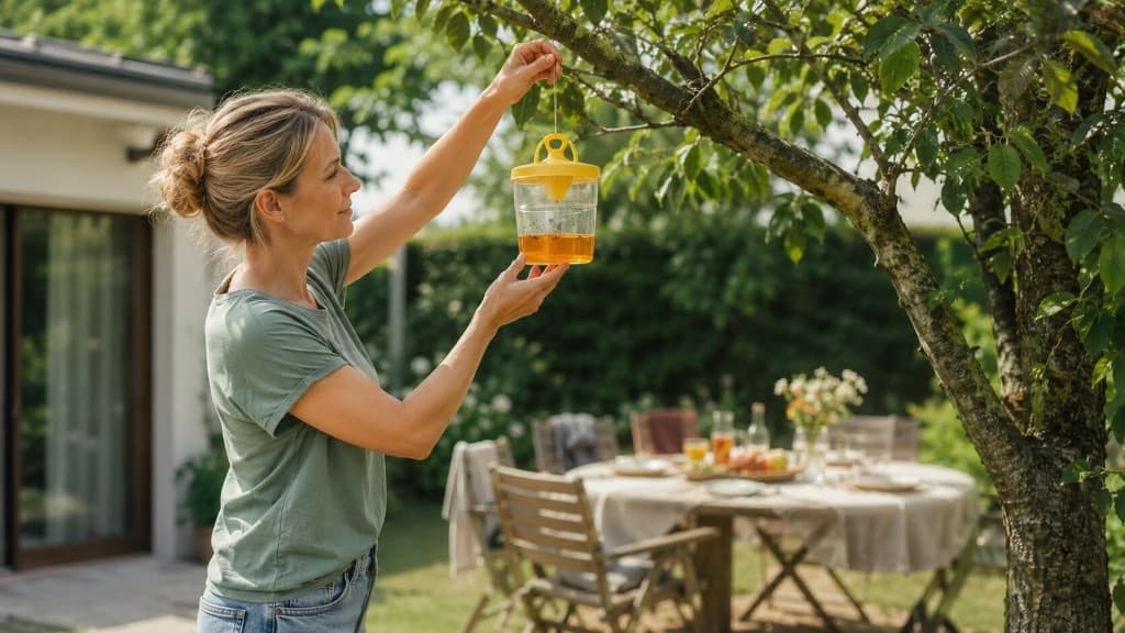 Wespenfalle Nest und Bienenschutz