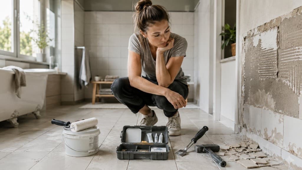 Bad renovieren Fliesen: Abschlagen, Lack oder Reparatur?