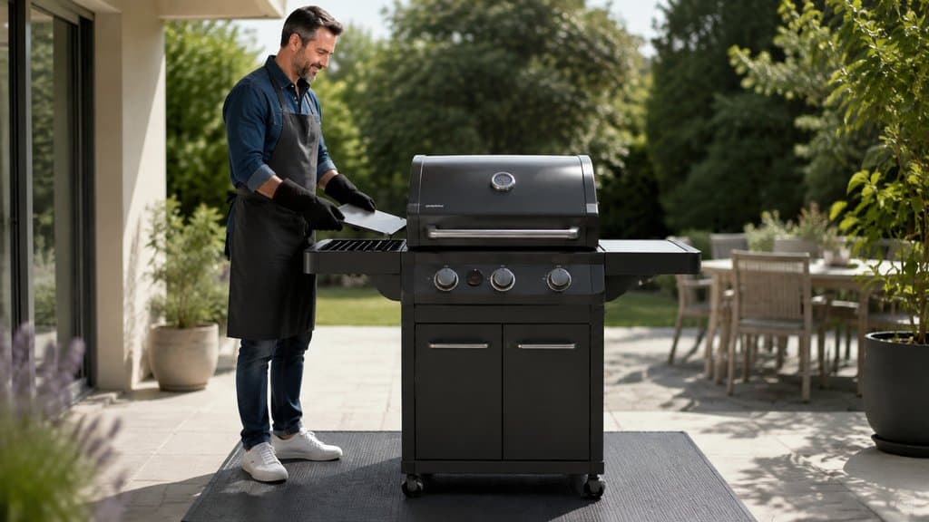 Grillhandschuhe, Schürze und Bodenschutz