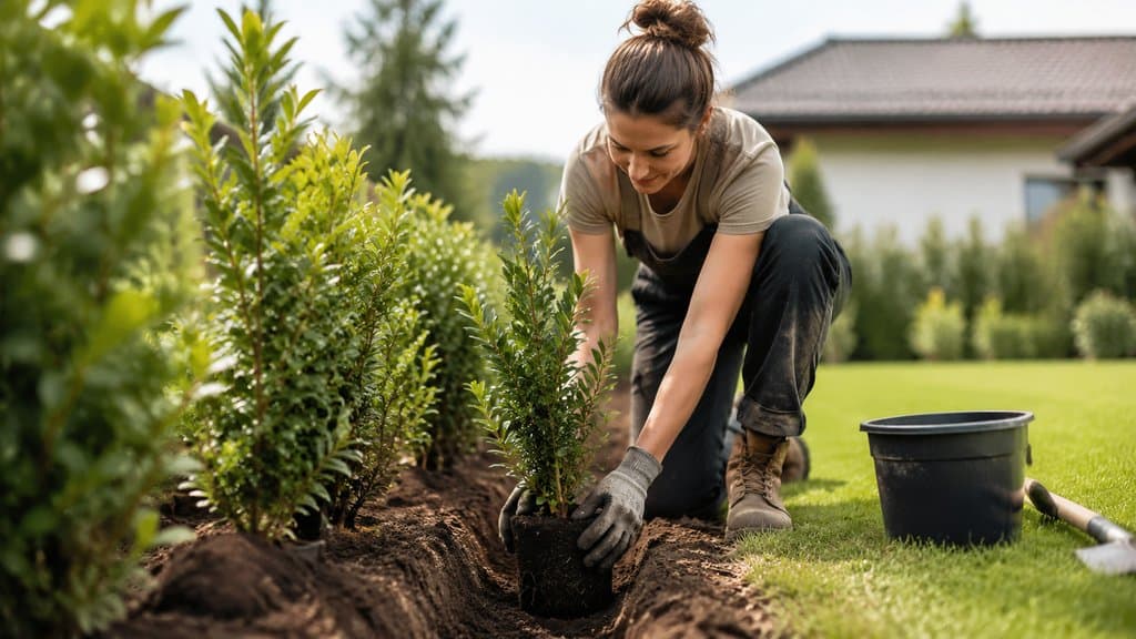 Immergrüne Hecke pflanzen