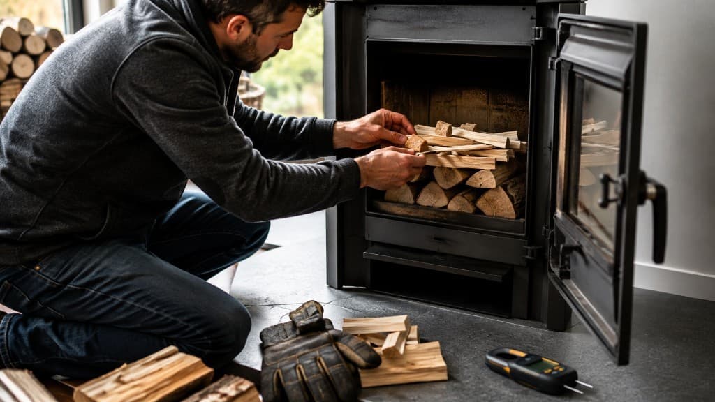 Kaminofen richtig anfeuern – Anzünder, Holzfeuchte und Schichtung
