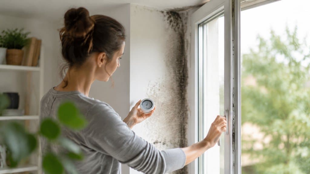 Hygrometer und Thermometer in einem Wohnraum zur Kontrolle der Luftfeuchtigkeit