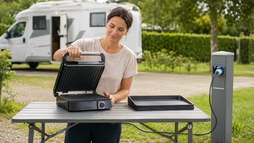 Kontaktgrill camping: Teppanyaki, Yakitori, Strom