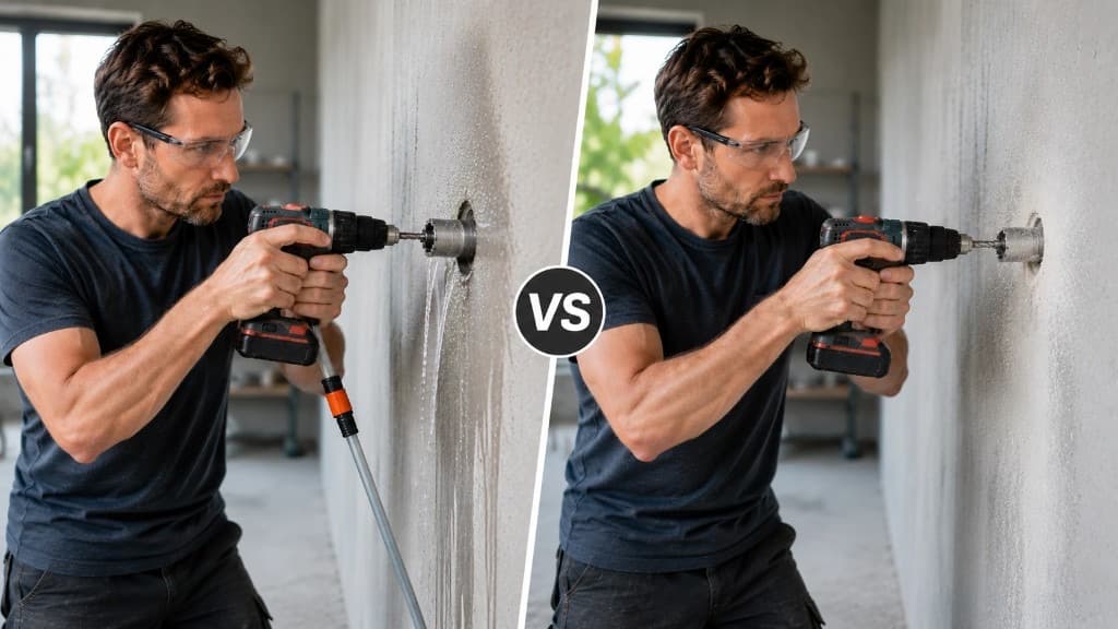 Diamantbohren nass vs. trocken