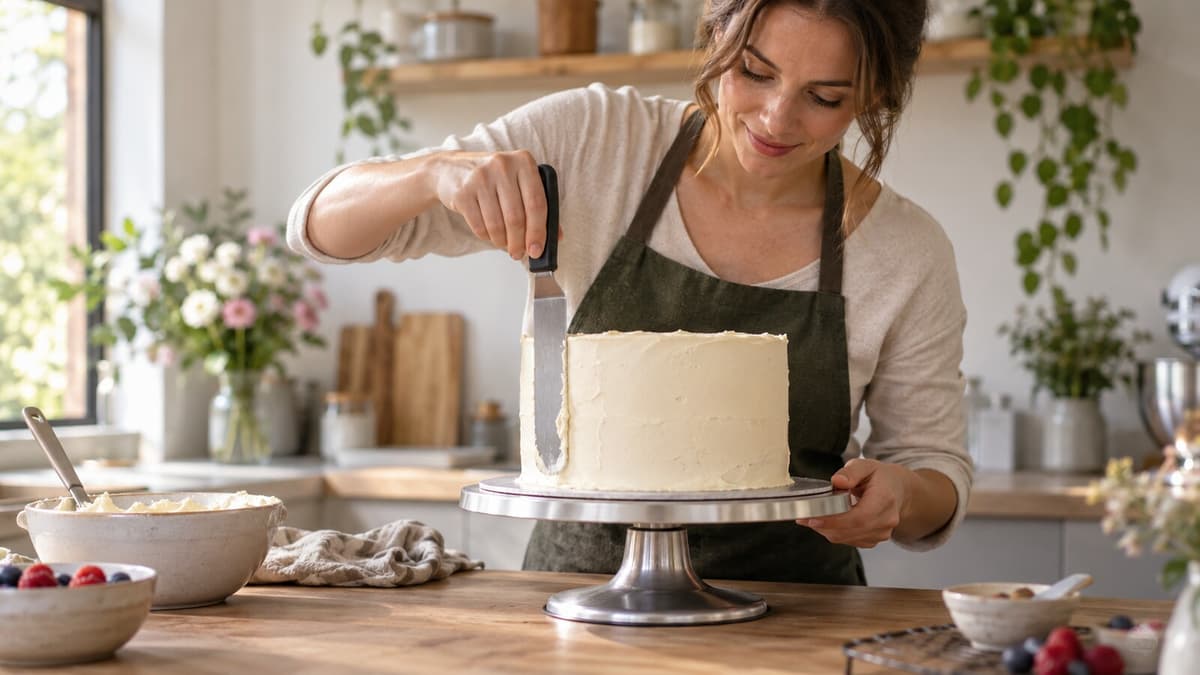 Torte glätten: Drehteller und Winkelpalette
