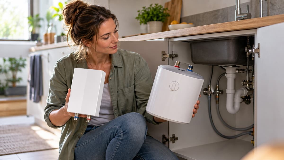 Kompakt-Durchlauferhitzer oder Untertischboiler unter der Spüle