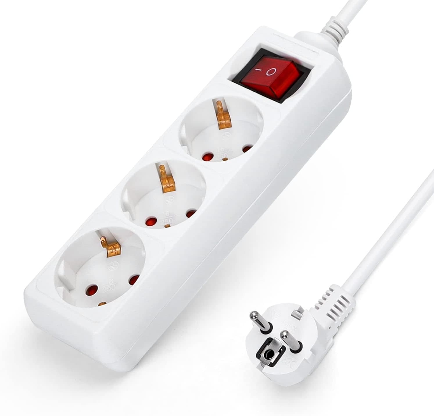 Aigostar 3-Fach mit Schalter, 5 m, weiß