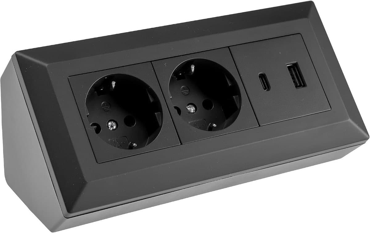 ChiliTec 2-fach Ecksteckdose USB-A/C PD