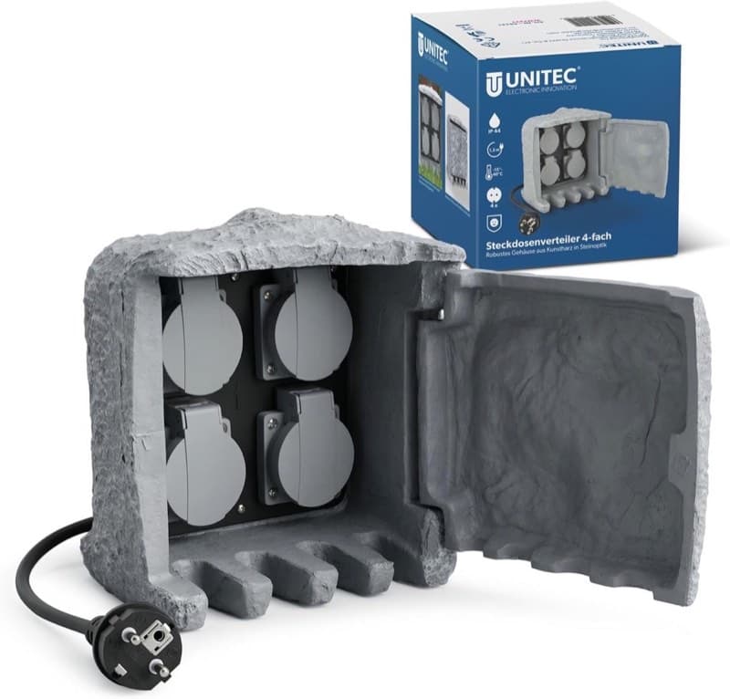 UNITEC Steckdosenstein 4-fach IP44