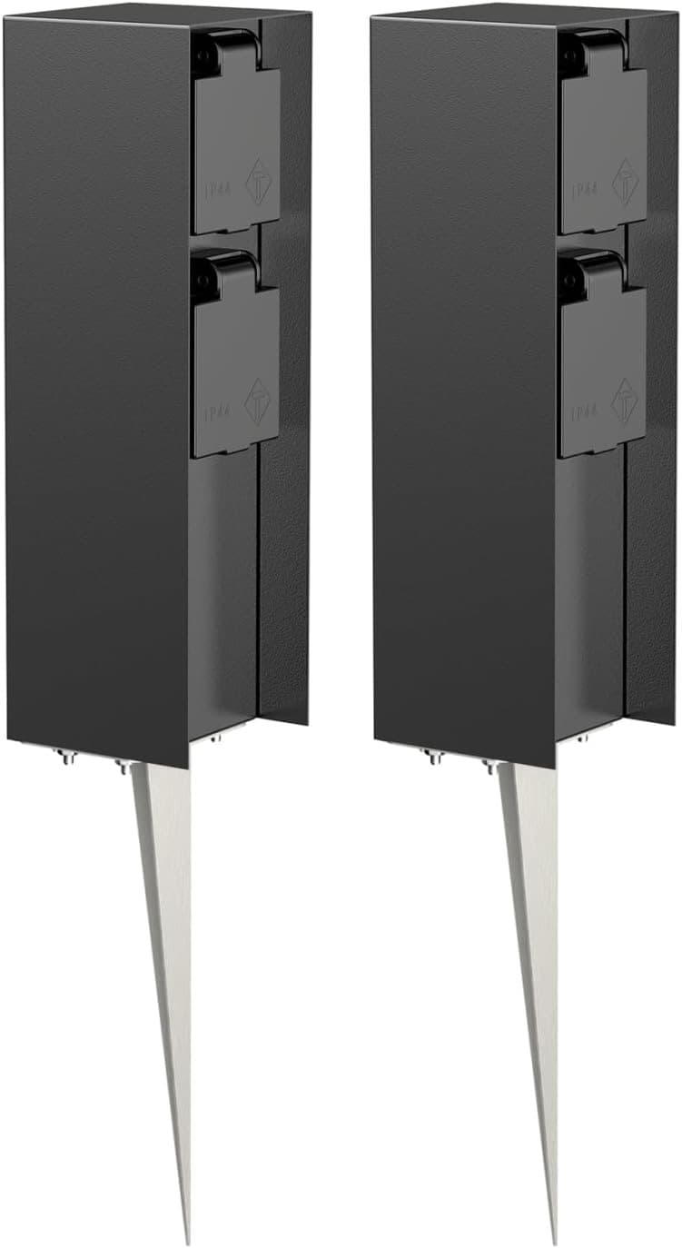ledscom.de POMI 2× Steckdosensäule 2-fach, 23 cm
