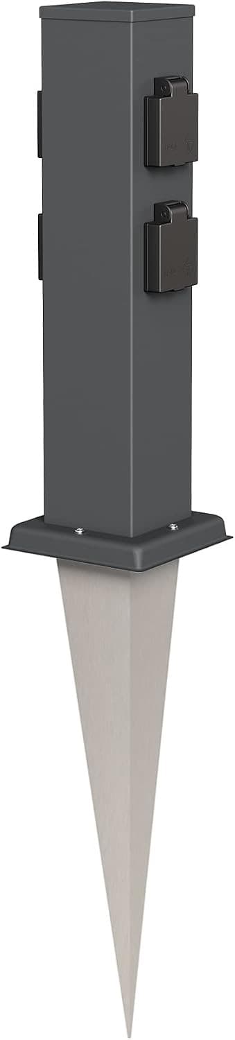 ledscom.de Polly 4-fach Steckdosensäule, 40 cm, anthrazit