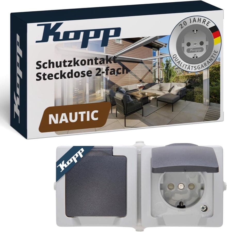 Kopp Nautic 2-fach Aufputz IP44 grau