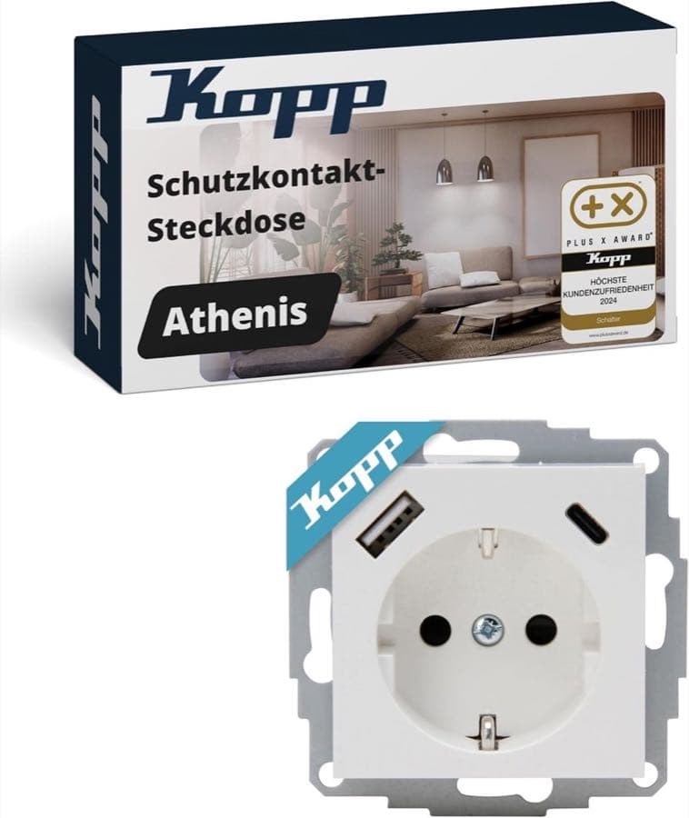 Kopp Athenis Schuko mit USB-A und USB-C