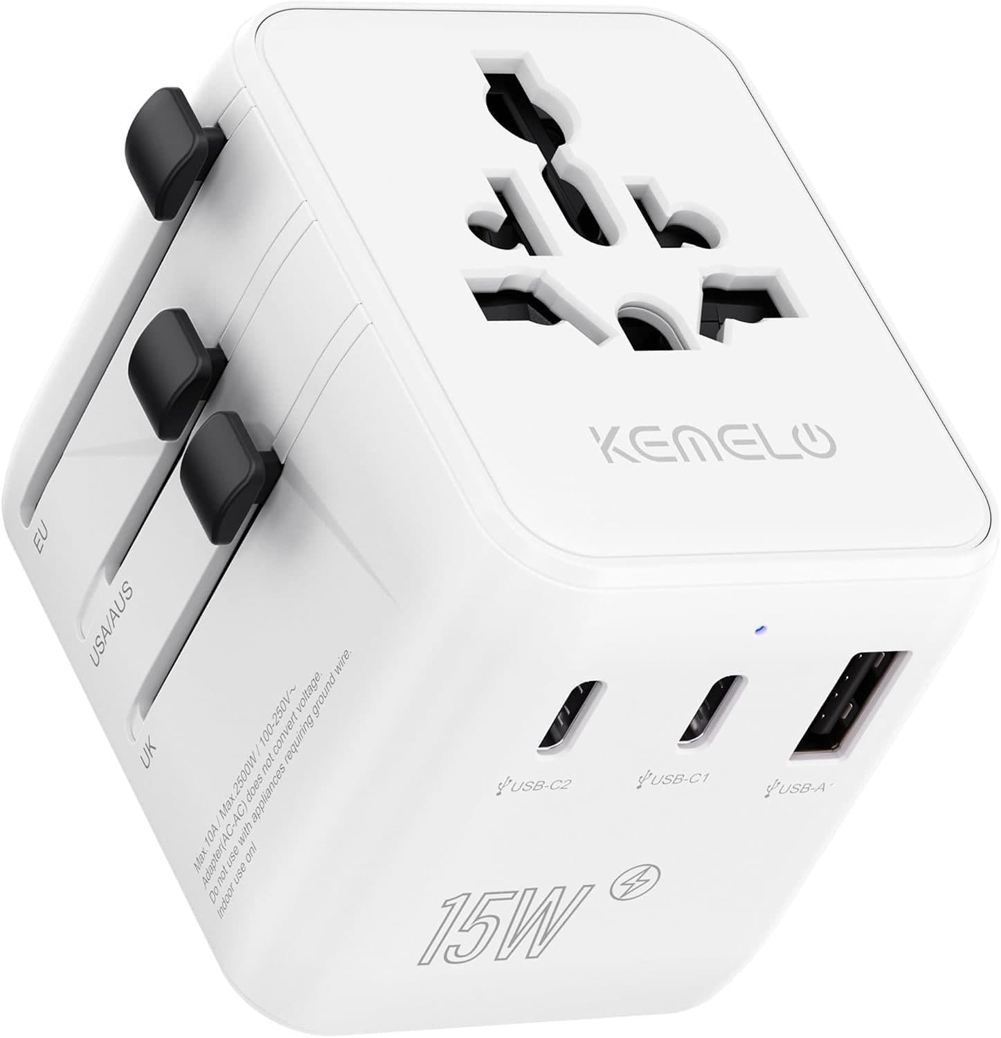 KEMELO 5-in-1 Weltreiseadapter USB