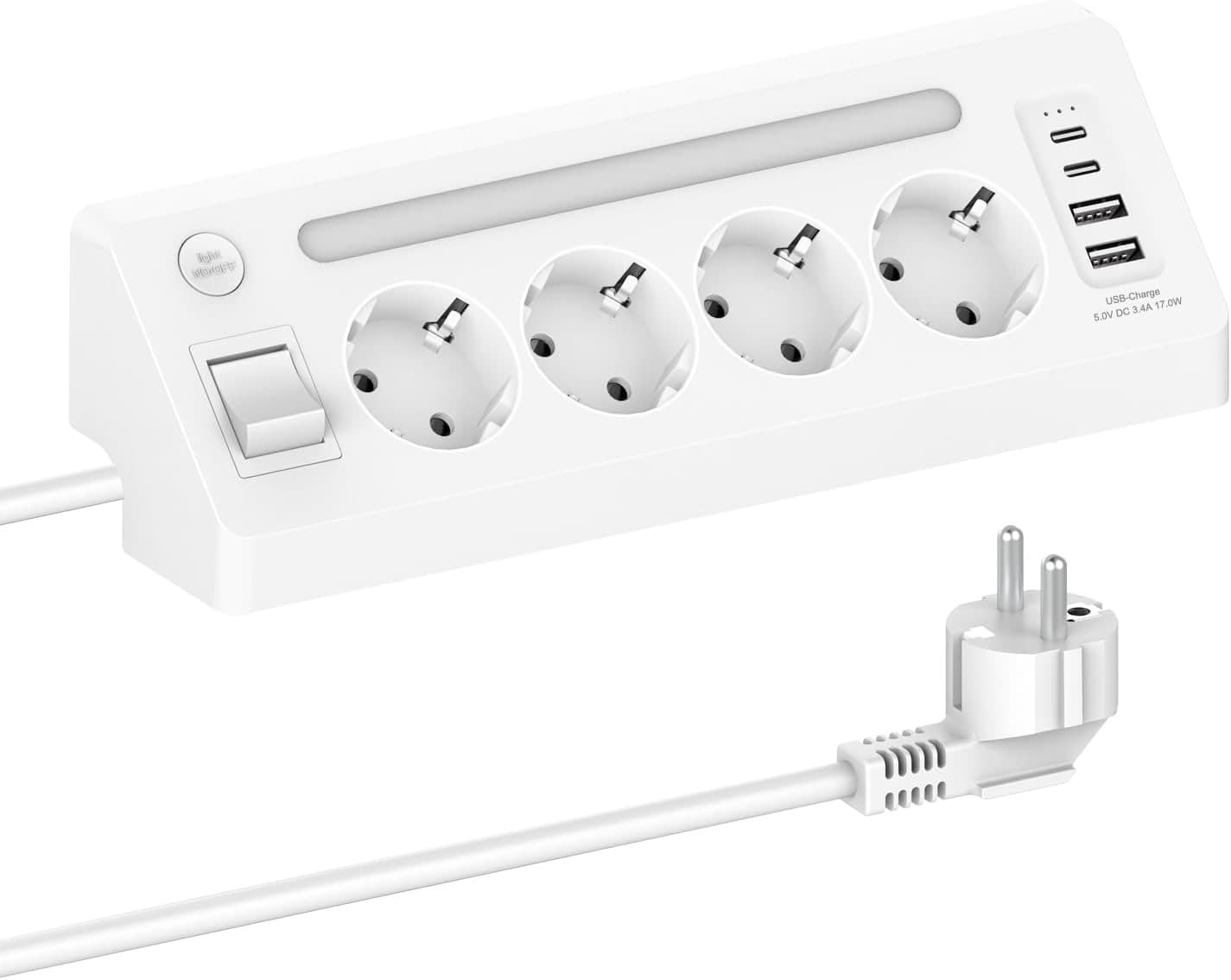 HANYEAL 4-Fach mit 2×USB-A / 2×USB-C