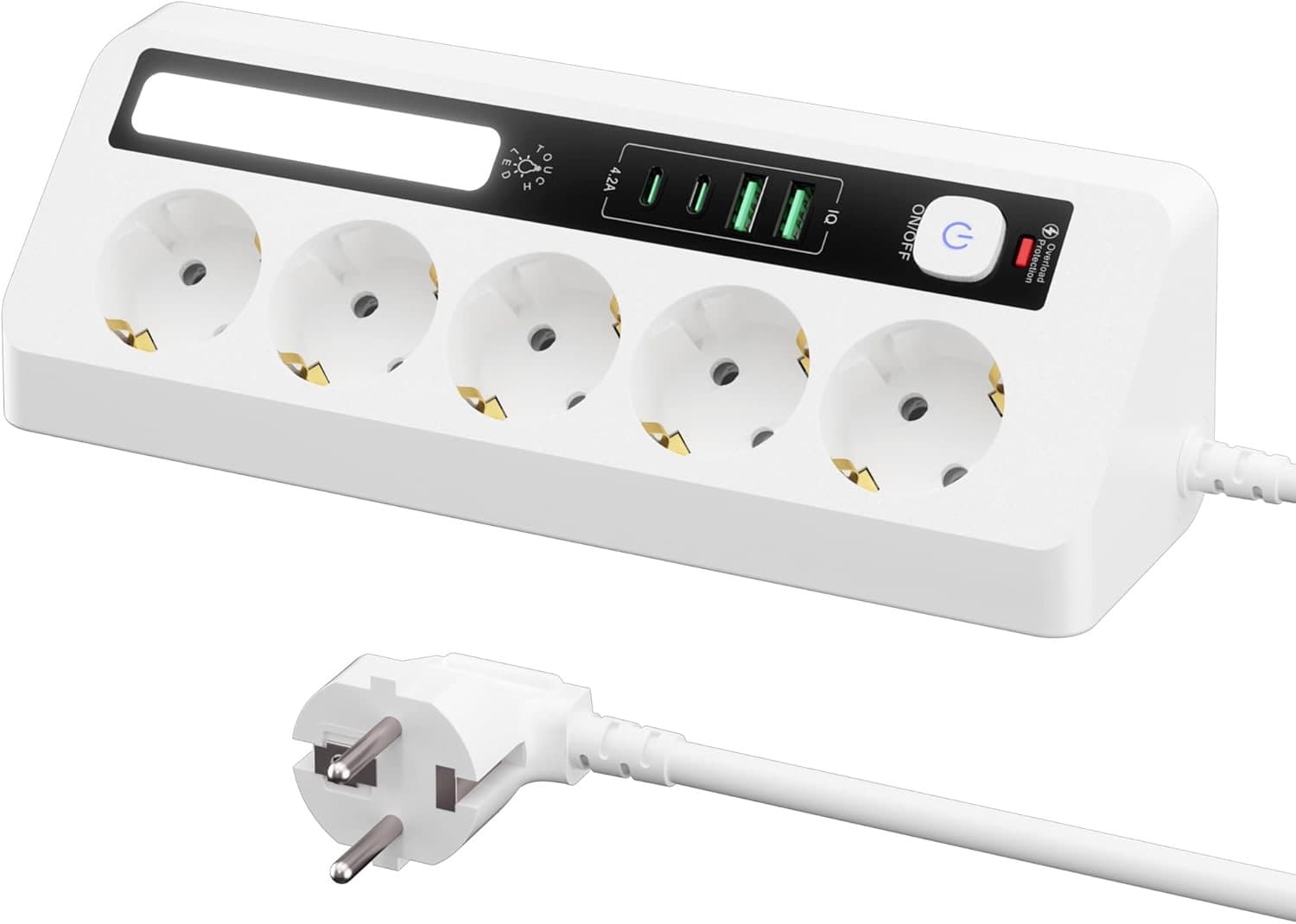 AUNNO 5-Fach mit 2×USB-A / 2×USB-C