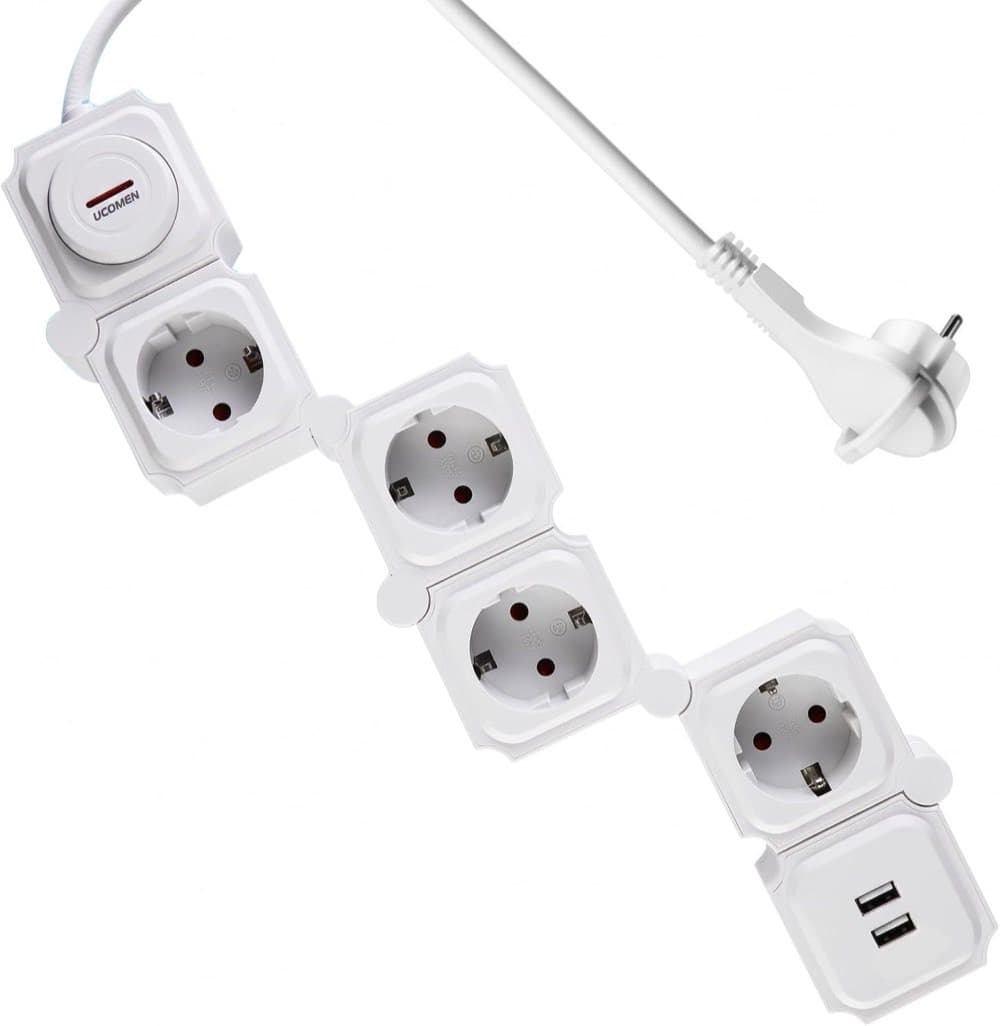 UCOMEN 4-Fach mit Gelenken und 2×USB-A