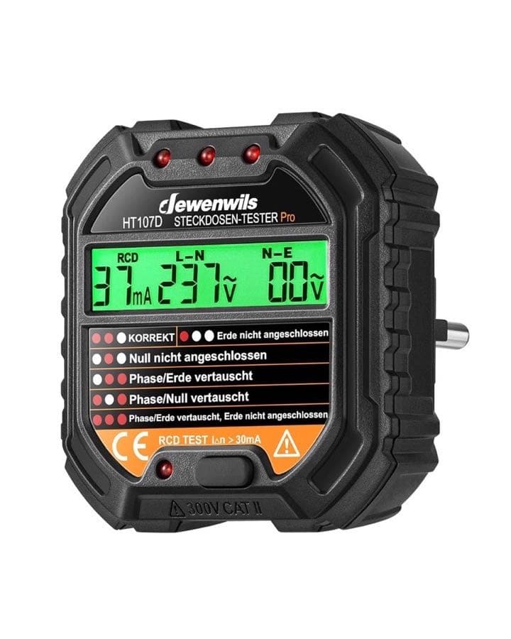 DEWENWILS Steckdosentester LCD mit RCD
