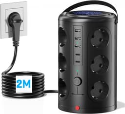 Pluackg Pluackg Steckdosenturm 12-Fach mit USB