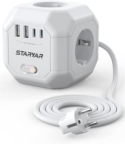 STARYAR STARYAR Steckdosenwürfel 4-Fach mit 2 m Kabel