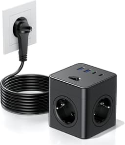 Pluackg Pluackg Steckdosenwürfel 8-in-1 Schwarz