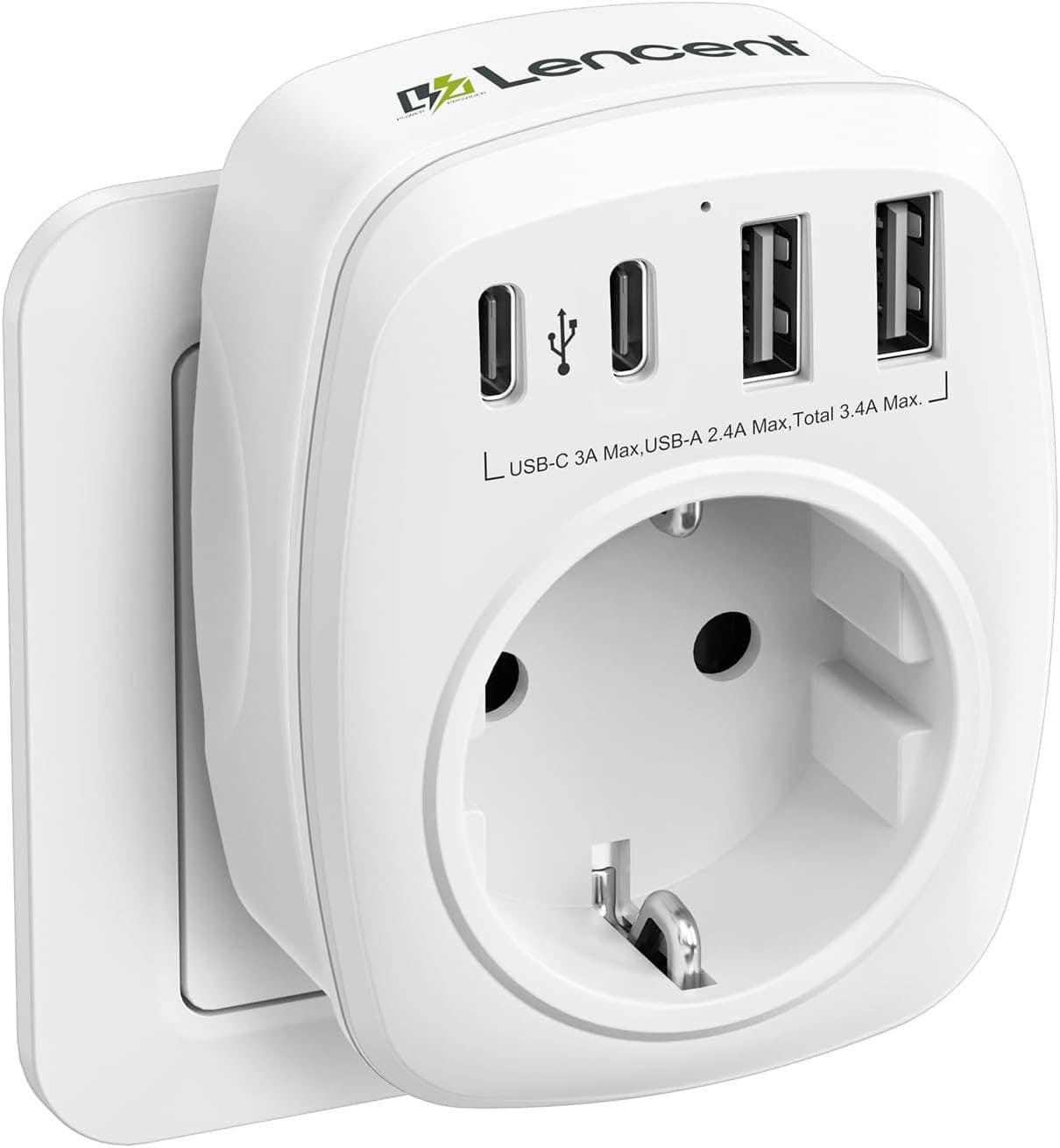 LENCENT 5-in-1 Schuko-USB-Adapter