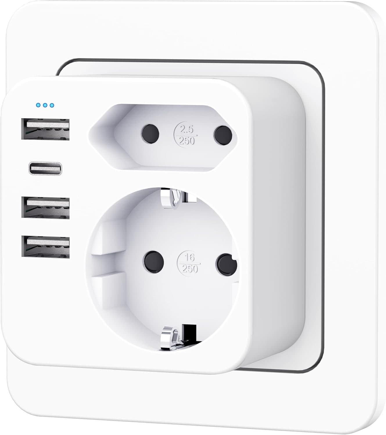 Rwest X Doppelstecker 6-in-1 mit USB-C