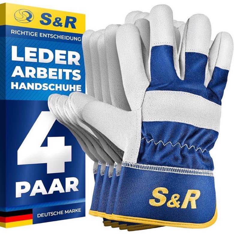 S&R Leder-Arbeitshandschuhe 4 Paar XL/10