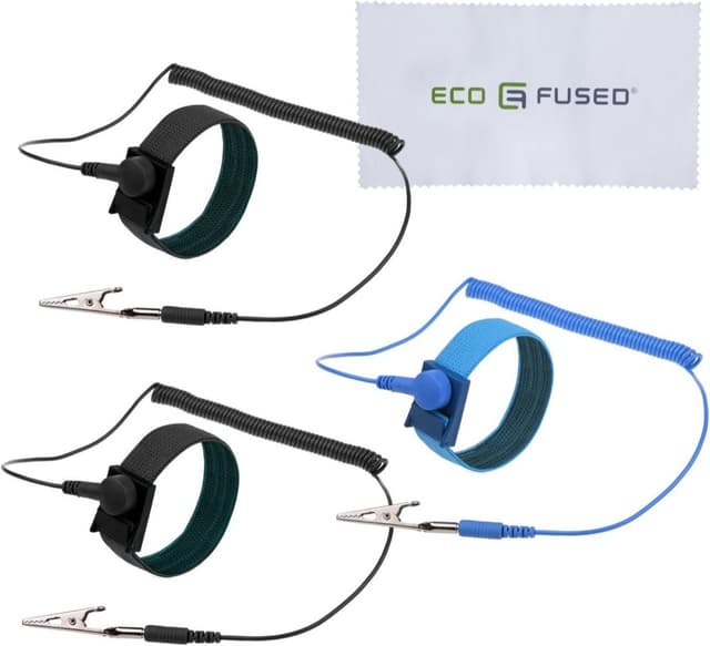 Eco-Fused Antistatik-Armbänder 3er (2× schwarz, 1× blau)