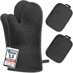 MILcea Ofenhandschuhe-Set Schwarz 4-teilig