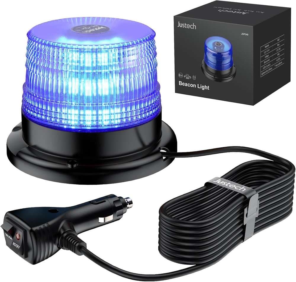 Justech 40-LED Rundumleuchte Blau Magnetfuß