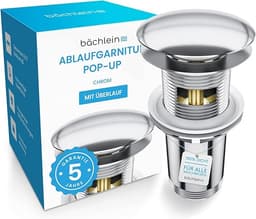 Bächlein Universal Ablaufgarnitur mit Überlauf, verchromtes Messing