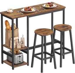 VASAGLE VASAGLE Bartisch-Set 110 × 40 × 90 cm mit 2 Hockern