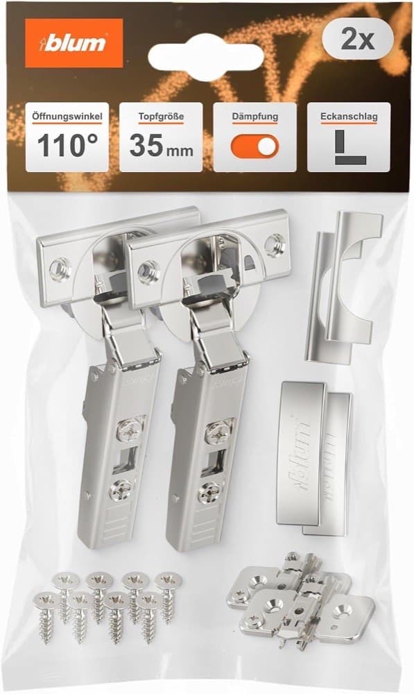 BLUM 2× CLIP top BLUMOTION 110° vernickelt