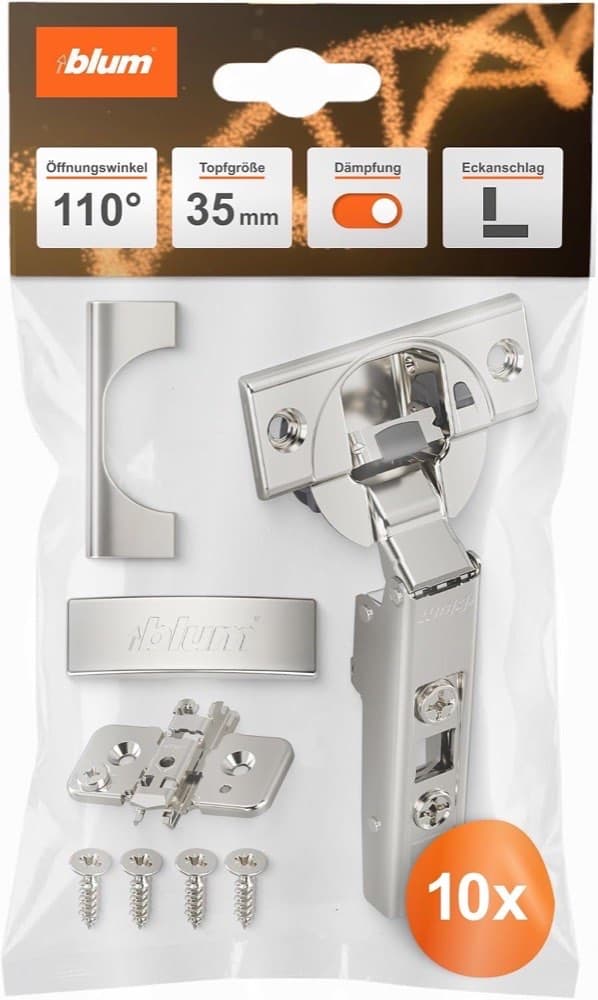 BLUM 10× CLIP top BLUMOTION 110° vernickelt