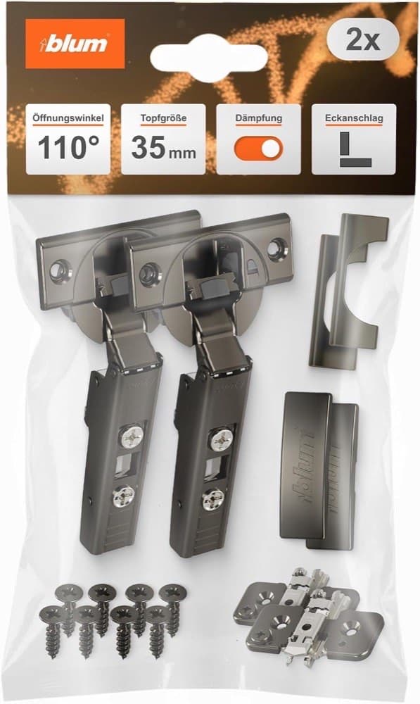 BLUM 2× CLIP top BLUMOTION 110° Onyx