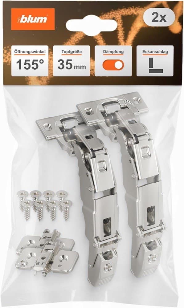 blum 2× CLIP top BLUMOTION 155° Weitwinkel
