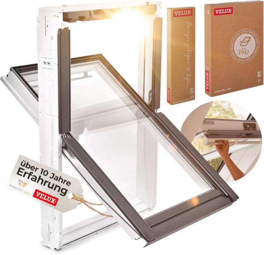 VELUX Kunststoff Dachfenster FK08 66×140 inkl. Rahmen & Rollo