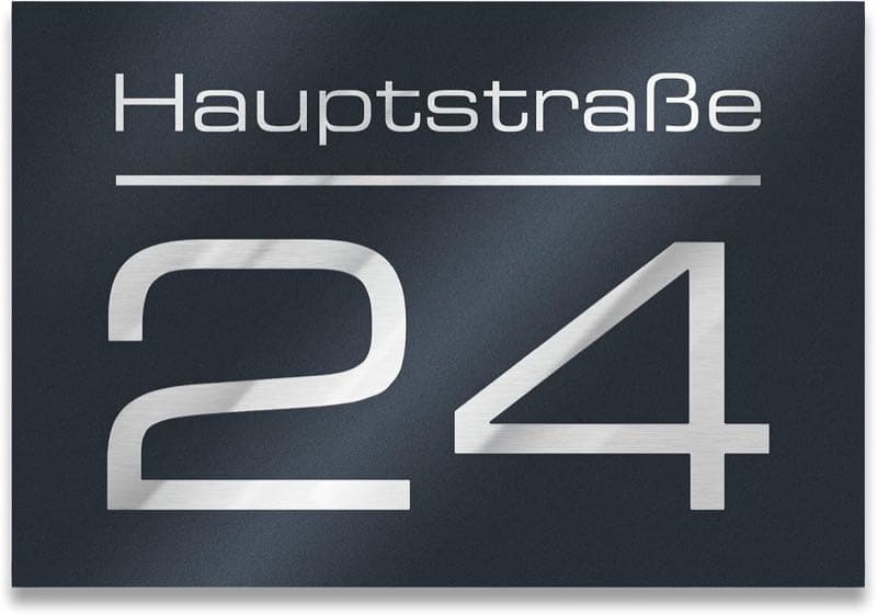 Metzler Hausnummernschild Gravur Anthrazit, 160×110 mm