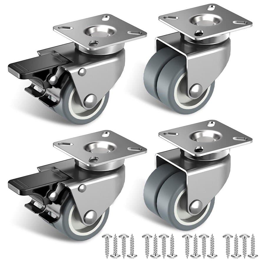 50 mm Möbelrollen TPR Doppelrad 4er-Set