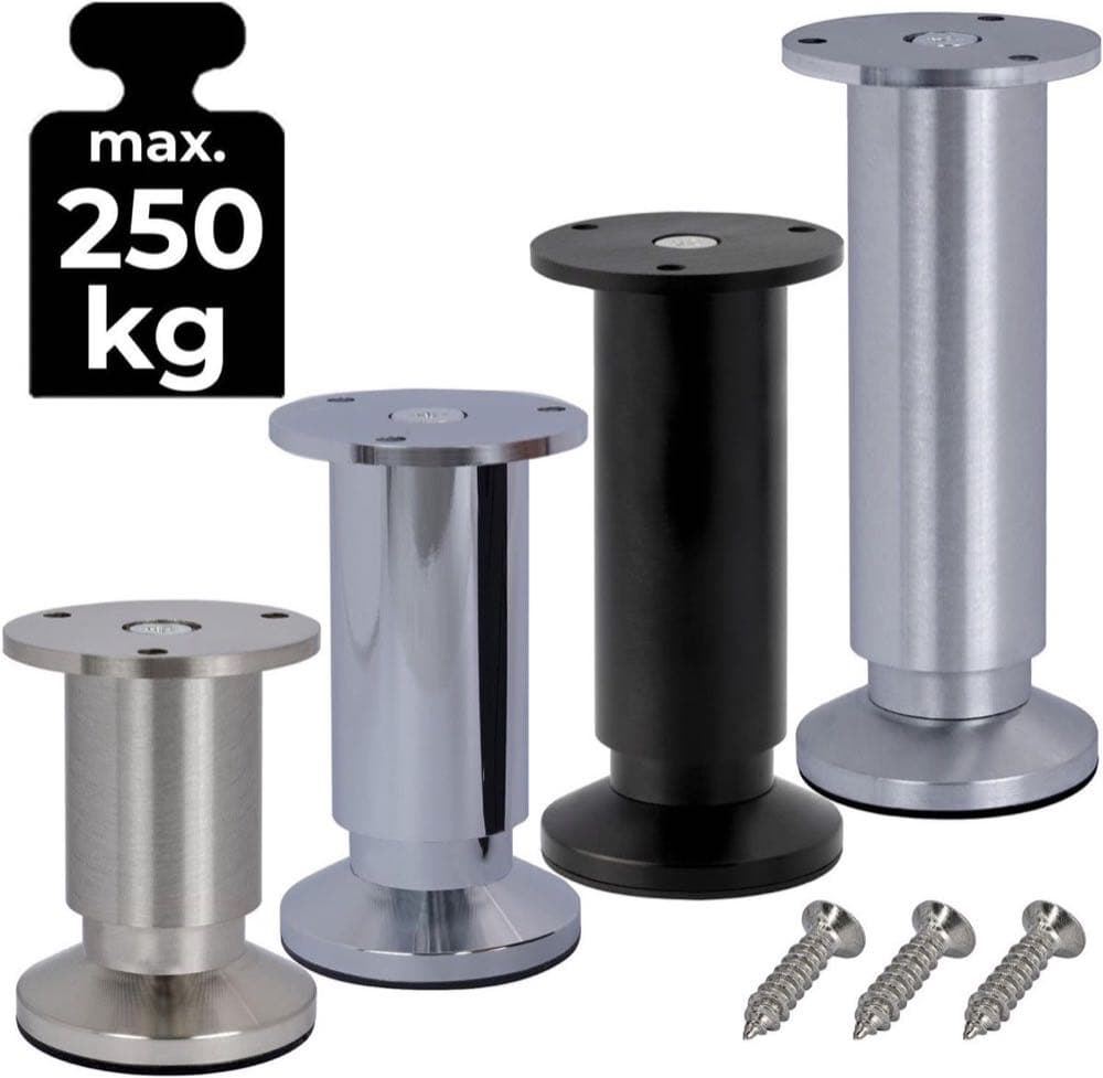 Stahlia Möbelfüße verstellbar, 4er-Set, 6 cm