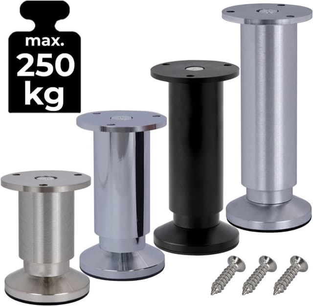 Stahlia Möbelfüße verstellbar, 4er-Set, 6 cm