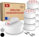 LouMaxx Gleitfüße höhenverstellbar, 8er-Set, Weiß