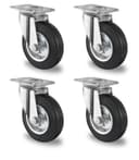 der ROLLENDE SHOP 4× Lenkrollen 80 mm Vollgummi
