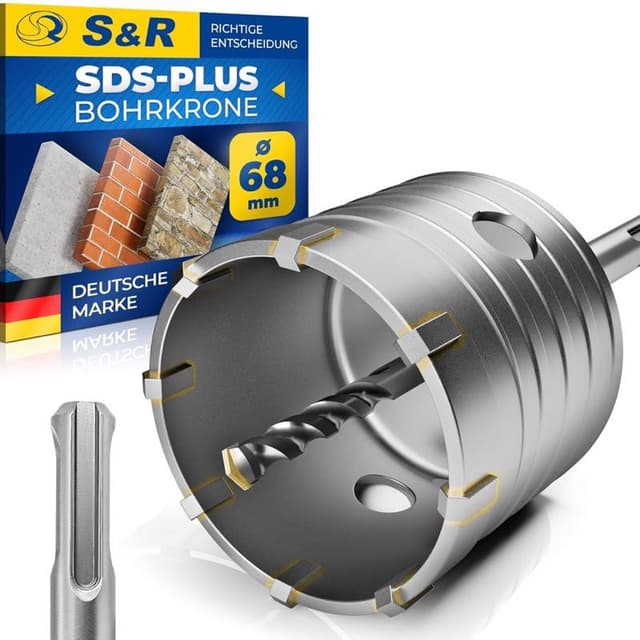 S&R Hohl-Bohrkrone 68 mm SDS-Plus-Set