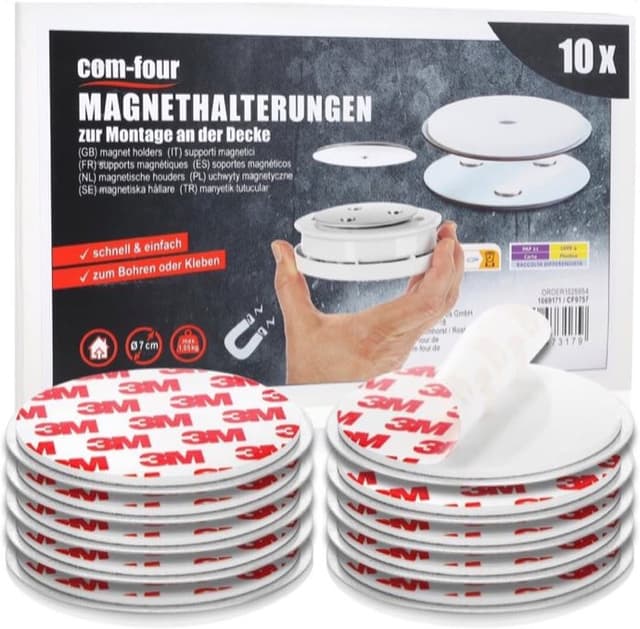 com-four Magnethalter 10×, kleben oder bohren