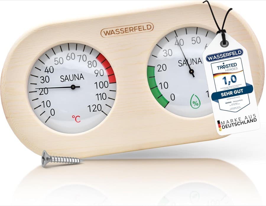 WASSERFELD Sauna-Thermometer · Holz 2in1